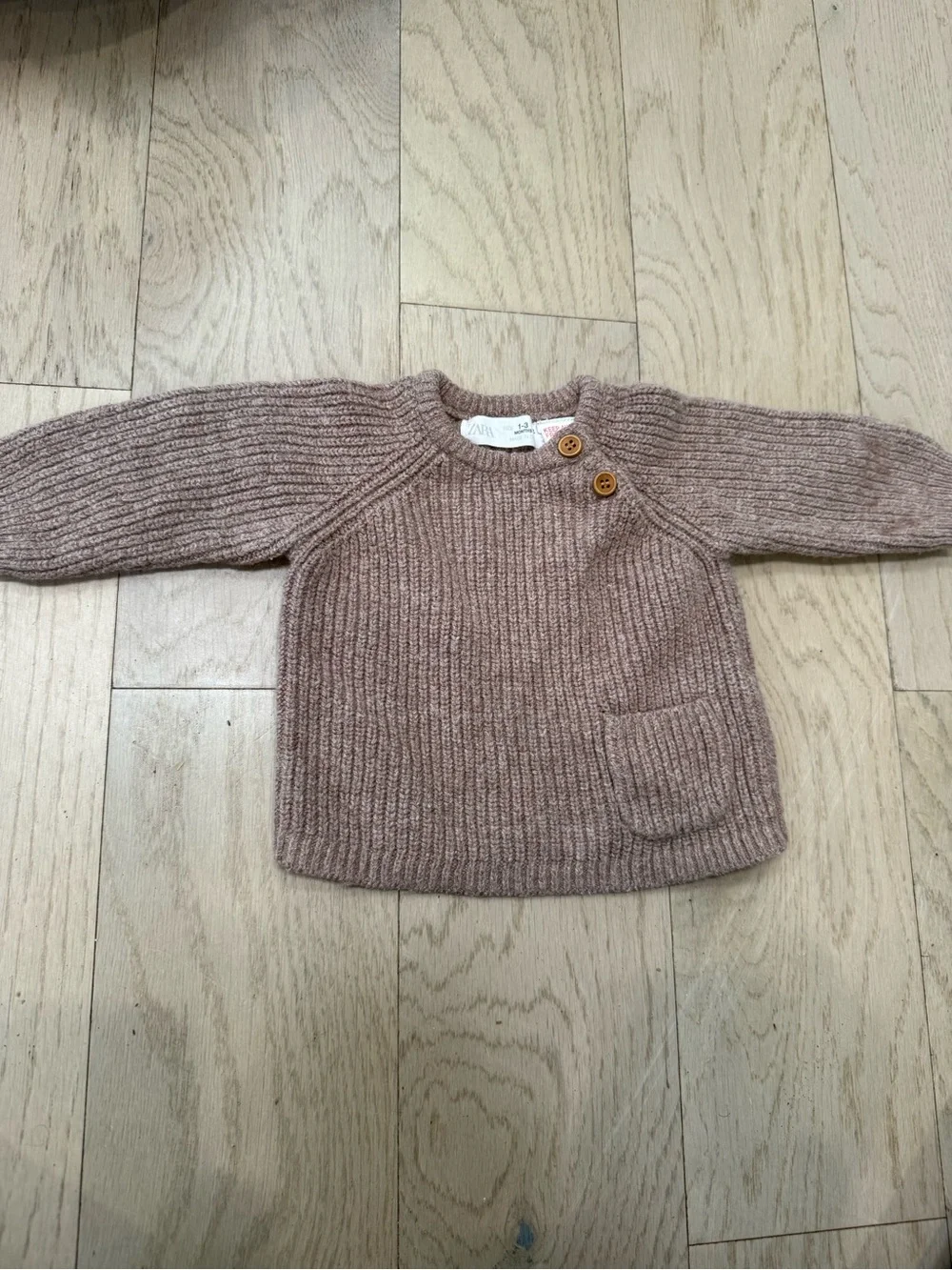 Zara Kids Three-Piece Cozy Sweater Set - Cream & Brown (2 sweaters, 1 pants)